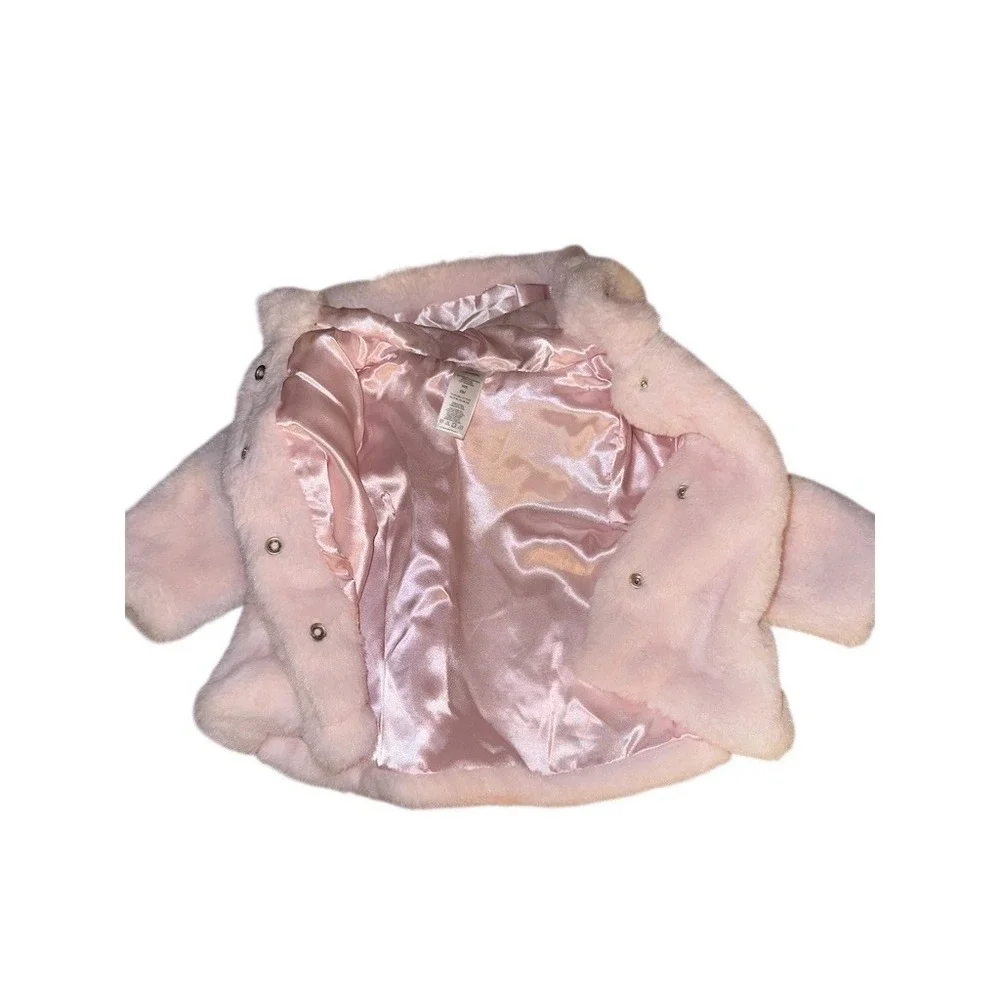 Little Me Baby Girls Hooded Coat Jacket Pink Snap Front‎ Bow Size 6M cozycore